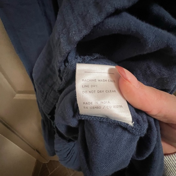 Pact Organic Cotton Coastal Double Gauze Tiered Midi Dress Navy Blue XS - Picture 4 of 6